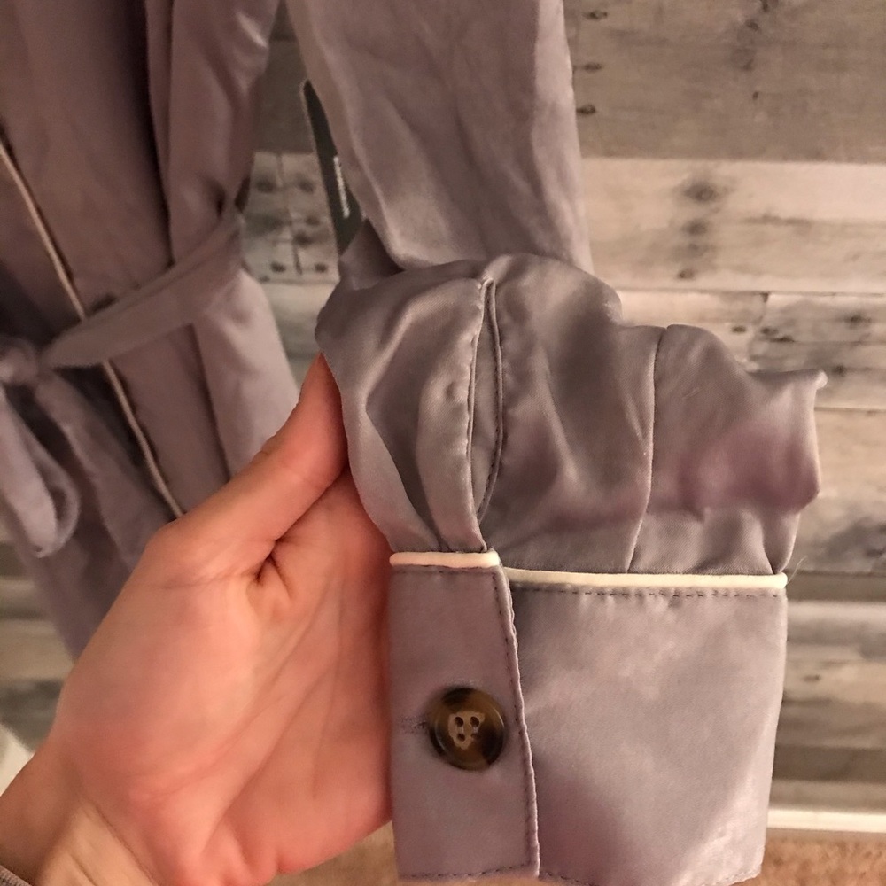 NWT- Lulus Lavender Satin Midi Shirt Dress - Picture 6 of 8